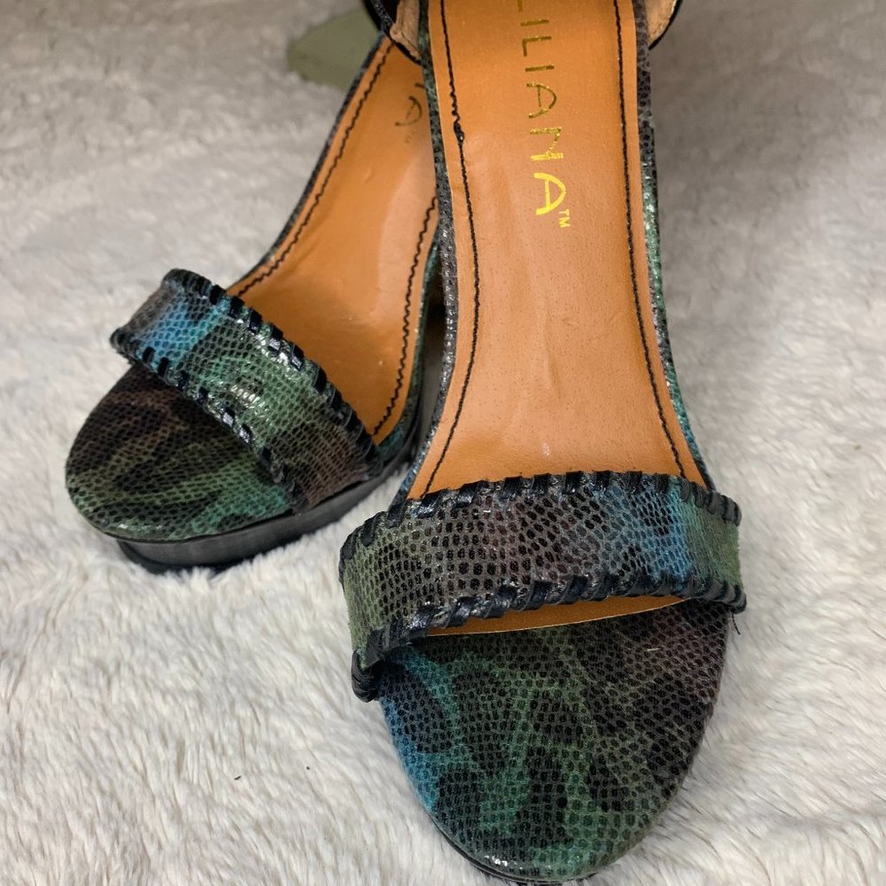 Multi Color Snake Print Heels - Picture 3 of 4